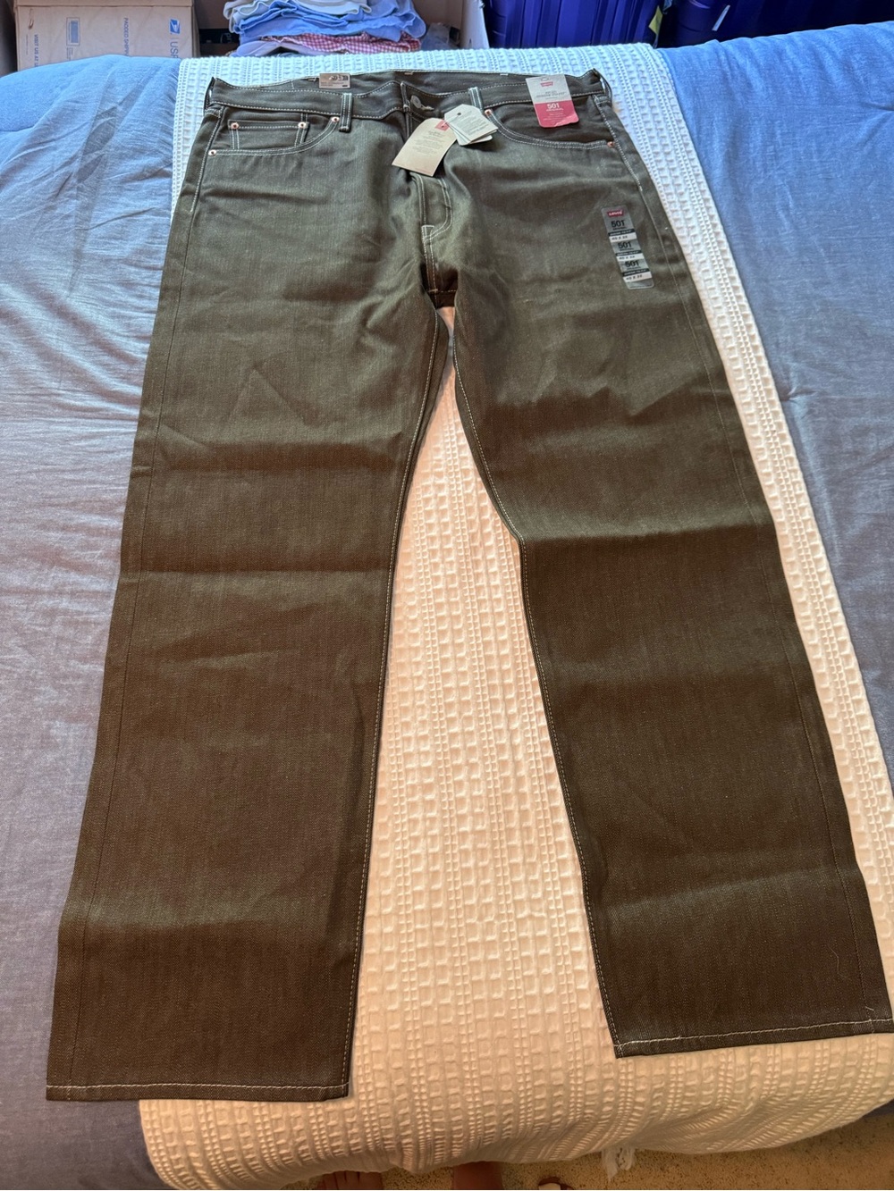 Levi's Men's Olive Green Straight Jeans
